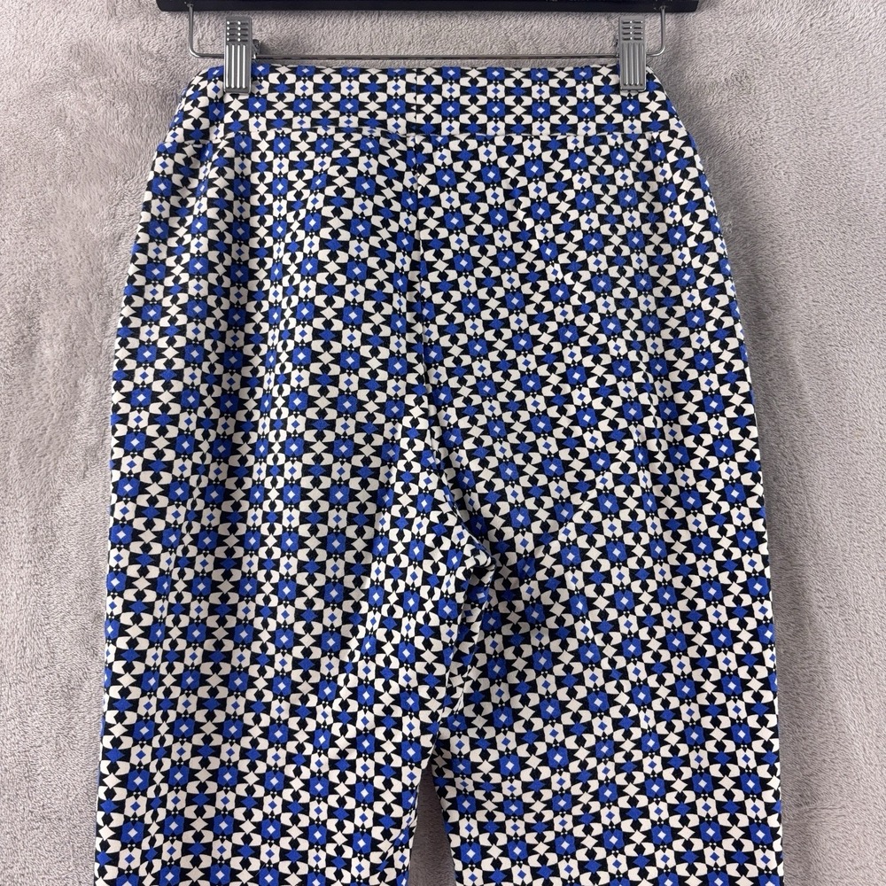 Anthropologie Maeve Flare Disco Pants Womens Size XS White Blue Geometric‎ - Picture 5 of 8